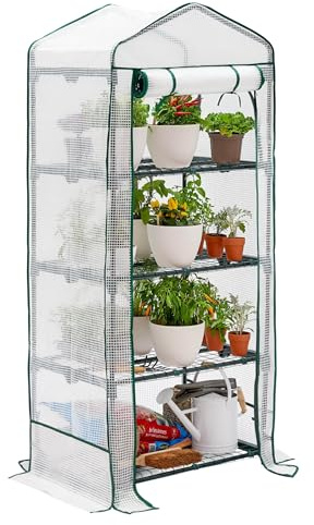 Bramble - Premium Garten Foliengewächshaus für Balkon & Terrasse mit 4 Etagen, Stahlrahmen & Verstärkter PVC-Abdeckung - Stabil & Einfach zu Montieren - 160x69x49cm