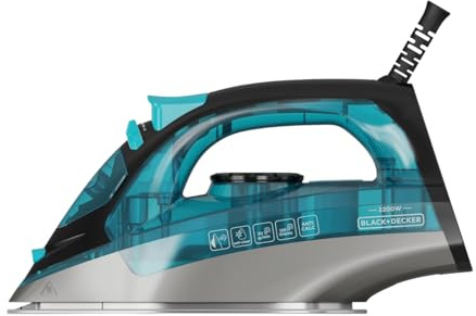 Black+Decker - Dampfbügeleisen 2200W | Dauerdampf 30g/min | Dampfstoß 120g/min | Edelstahlsohle | Antikalk- und Antitropfsystem | Vertikalbügeln | Wasserspray | Präzisionsspitze