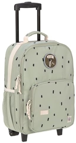 LÄSSIG Kinderkoffer Trolley Reisekoffer mit Teleskopstange und Rollen für Kinder Handgepäck/Trolley Happy Prints oliv
