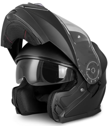VINZ Santos Klapphelm mit Sonnenblende | ECE 22.06 & PINLOCK vorbereitet | Motorradhelm für Herren & Damen | Integralhelm / Mopedhelm Klappbar | Flip-Up Helm Motorrad | Größe XS–XXL