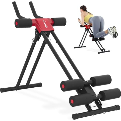 GuuG Bauchtrainer für Zuhause, 5 Stufen, Klappbar | Bauchmuskeltrainer, verstärkte Dreiecksstruktur, Dual-Track-Rahmen, Rutschfeste Griffe
