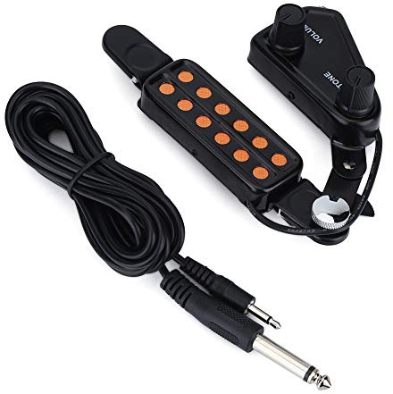 Tonabnehmer für Akustikgitarre, magnetischer Wandler mit 12 Löchern für Akustikgitarre mit Stimm-Set für Akustikgitarre