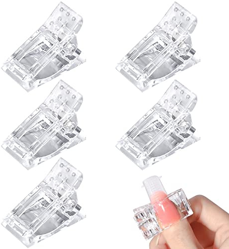 Sularpek 5 Stück Polygel Nagelklammer, Transparente Nagelspitzen Clip, Werkzeug Clip, Tips Clips für Poly Gel Nagelverlängerung, Clips für Gelnägel
