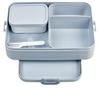 Mepal - Bento Lunchbox Take A Break Large - Brotdose mit Bento-Box - Meal Prep Box für Sandwiches, Kleine Snacks & Reste - Snack & Mittagessen - Essensbox mit Fächern - 1500 ml - Nordic Blue