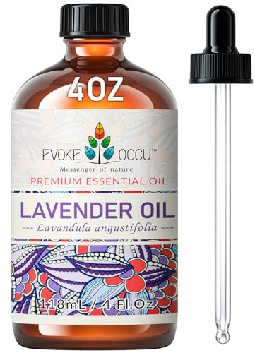 EVOKE OCCU Lavendelöl für Diffuser, Entspannung & DIY | Beruhigender Duft für Schlafzimmer Büro & Wohnzimmer, Ideal für DIY Trocknerbälle Seife & Kerzen—118mL