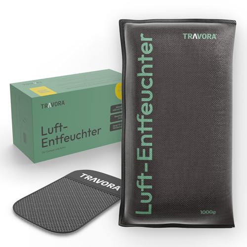 TRAVORA Luftentfeuchter Auto 1 kg Kissen mit Anti-Rutsch Pad - Entfeuchter Auto - wiederverwendbare Luftentfeuchter Kissen - Innenraum Entfeuchter
