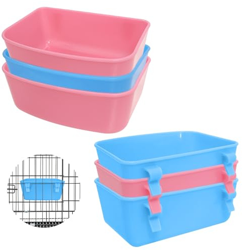 6 Stück Futterschale Vögel(Blau,Rosa),zum Aufhängen, Futternapf Kaninchen,Futter- und Wasserbehälter, Badewannen-Wassernapf, universell für kleine Tiere