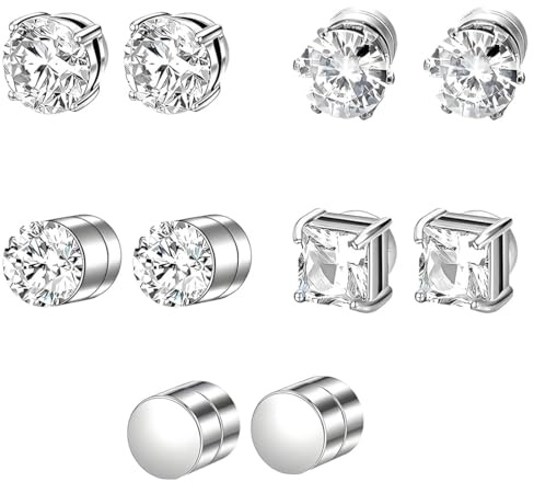 XOUDKE 5 Paare Magnetische Ohrringe für Herren und Damen - 6 Mm Magnetic Earrings