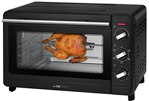 Clatronic Multi-Backofen MBG 3728, 30 Liter Backraum, Umluft + Ober- und Unterhitze, 90 Minuten-Timer mit Endsignal, Schwarz-Matt