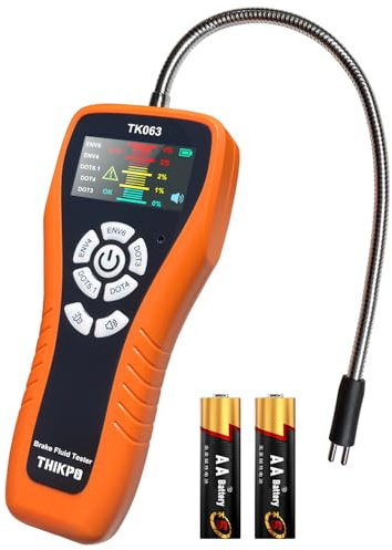 THIKPO Bremsflüssigkeitstester mit LCD-Display – Präziser Tester für DOT3, DOT4, DOT5.1, ENV6, ENV4 – Farbdisplay, Audioalarm, Universal-Sonde – Genauigkeit 0,2%