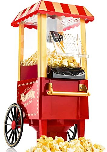 Gadgy Popcornmaschine Heißluft - Retro Popcorn Maker - Popcorn Maschine für Fettfreies Ölfreies Pop Corn - Gesunder Mais Snack - Popkorn Maschine Rot