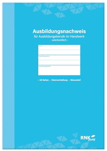 RNKVERLAG - Ausbildungsnachweisheft für das Handwerk mit Skizzenblatt, DIN-A4, tägliche Eintragungen, wöchentliche Einteilung, 1 Stück