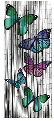 Maximex Bambus-Vorhang Mod. Schmetterling schöner nachhaltiger Vorhang mit 65 Strängen inkl Insektenschutz platzsparend faltbar 90 x 200 cm