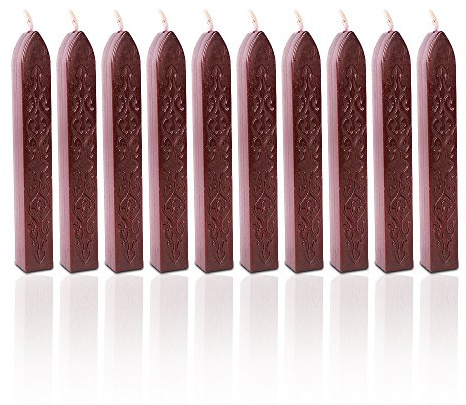 10 Stück Weinrot Siegelwachs Dichtungs Wachs Versiegelung Sticks mit Docht für Retro Vintage Wachs Siegel Stempel