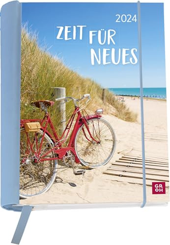 Buchkalender 2024: Zeit für Neues: Wochenkalender mit 12 Postkarten (Terminplaner für die Handtasche) mit Leseband, Spiralbindung, Gummiband und Einstecktasche