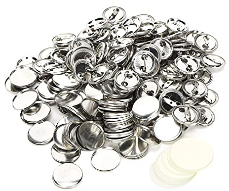 Button Rohlinge 100Pcs, Badge Button Pin Abzeichen Brosche Verschlüsse DIY Blank für Schmuck Kunsthandwerk geprägte Anhänger (32mm)