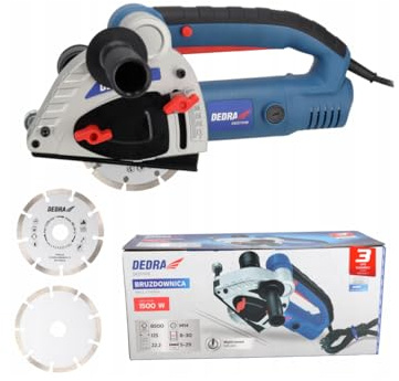 DEDRA Mauernutfräse 1500W, Trennscheibe Ø 125 mm 125mm, 3m Kabel, 8500 U/Min, Hohe Leistung, Nuttiefen von 8 mm bis 30 mm Verstärktes Kunststoffgehäuse