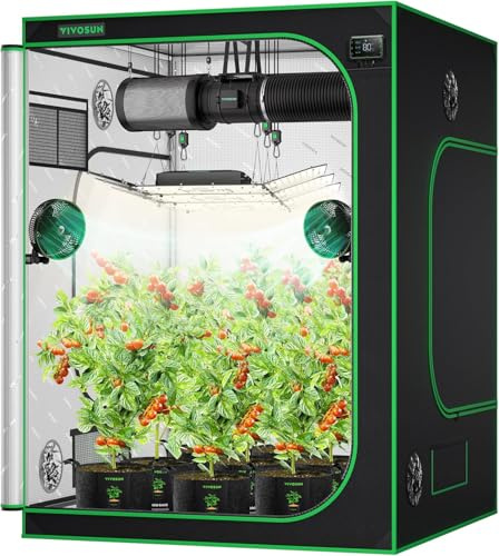 VIVOSUN Growzelt 150x150x200cm mit Reflektierende Mylar für Anbauzelt