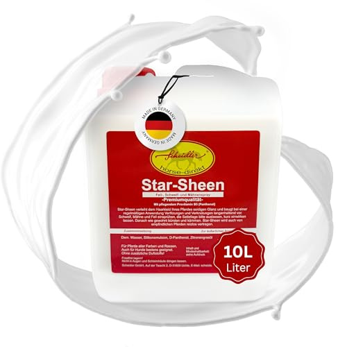 Scheidler horse-direkt Star-Sheen Mähnenspray 10l Kanister für Pferde – Langanhaltendes Schweifspray für brillanten Glanz - Leichtes Kämmen & Fellpflege – Natur Glanzspray Made in Germany