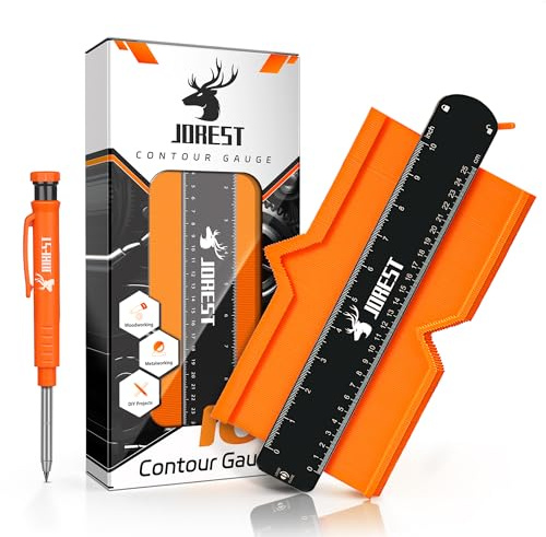JOREST Konturenlehre Groß Weihnachtsgeschenke mit Feststeller + Tieflochmarker, Konturenlehren, Laminat Schablone, Contour Gauge, Anzeichnen Konturenschablone, Vervielfältigungslehre, Konturmessgerät