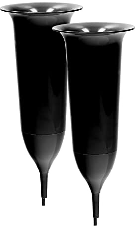 Grabvase mit Erdspieß VonBueren | 2 Stück | schwarz | ca. 25 x 9,8 cm | Friedhofsvase | Grab Blumenvase