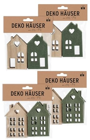Spetebo Holz Häuser zum Dekorieren - 16erSet - DIY Kreativset zum Basteln - Weihnachtsdeko Winterdeko Weihnachtsdorf Deko