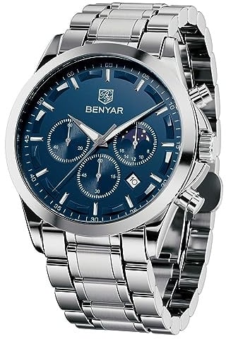 BENYAR BY Uhren Herren Chronograph Analog Quarz Wasserdicht Datum Armbanduhr Herren Mode Business-Kleid Herrenuhr Elegantes Geschenk fur Männer