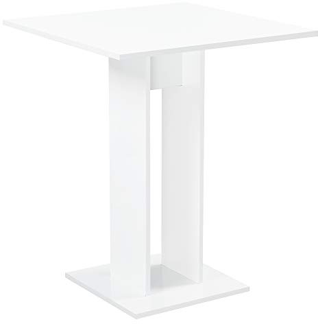 [en.casa] Küchentisch 'Lindesnes' Quadratisch 65 x 65 x 78 cm Säulentisch Esszimmertisch aus Spanplatte Speisetisch Tisch Weiß Hochglanz