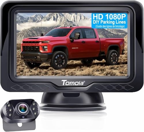 Rückfahrkamera Leicht Einzurichten Plug-Play: Farbe Klares Bild Nachtsicht DIY-Leitfäden HD 1080P Keine Verzögerung Auto Rückfahrkamera mit 4.3 LCD Monitor IP69 Wasserdicht für LKW/SUV Tomoia T1