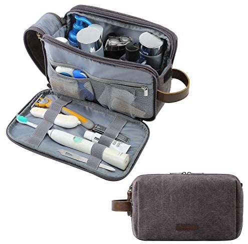 BAGSMART Kulturbeutel für Herren, Reise Kulturtasche Reisezubehör Kosmetiktasche mit Doppelter Reißverschlussöffnung Großer Stauraum, 5L-Dunkelgrau