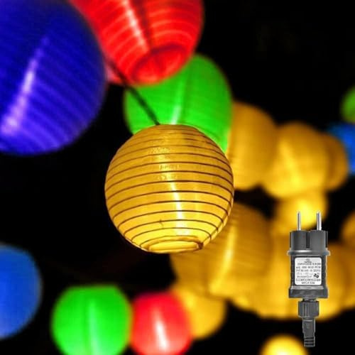Gresonic Lichterkette Lampion/Laternen Deko für Garten Weihnachten Party Hochzeit Innen und Außen mit dem Stecker (20LED Netzanschluss, Bunt)