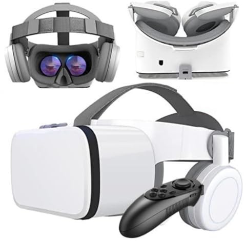 VR-Headset mit Controller und Kopfhörern für Kinder und Erwachsene, 3D-Spielfilm, universelles kabelloses Set für iOS, Android und Windows Smartphones