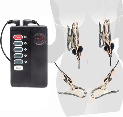 Nippelklemmen Elektrostimulation Nippel Clip Brustwarzen Bondage Set | Extrem Klitoris Clip Stimulator Nippelklemme Schamlippen Clips Elektro-Schock Erotik Sexspielzeug für Frauen Männer Paare