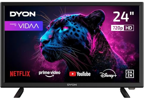 DYON Movie Smart 24 VX - 24 Zoll (60 cm) Smart TV mit HD Triple Tuner (DVB-C/-S2/-T2), App Store, Prime Video, Netflix, YouTube, DAZN, Disney+, waipu.tv, Hotelmodus