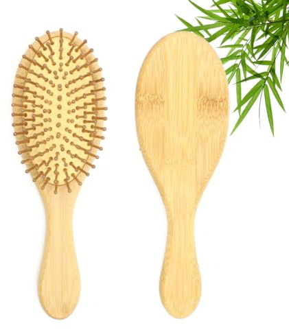 Haarbürsten Natürliche Bambushaar Kopfhaut Oval Holz entwirrende antistatische Haarbürstefür alle Haartypen, für Frauen Männer und Kinder, Holzbürste, lockenbürste, Dicht