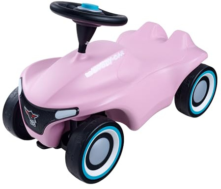 BIG-Bobby-Car Neo Zartrosa - Rutschfahrzeug für drinnen und draußen, Kinderfahrzeug mit Flüsterreifen im modernen Design, für Kinder ab 1 Jahr, Rosa