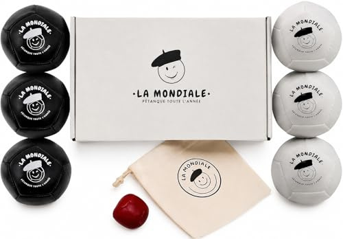 La Mondiale Boccia-Spiel für den Innenbereich – Set mit 6 Kugeln + Zielkugel – für Kinder & Erwachsene – auf allen Oberflächen verwendbar – lustige Geschenkidee