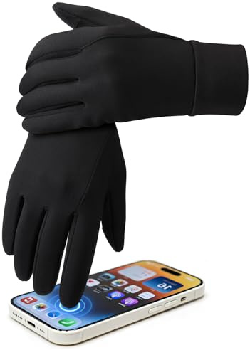 OZERO Herren Wasserdicht Thermohandschuhe, Touchscreen Winterhandschuhe Fahrhandschuhe Fahrradhandschuhe Laufhandschuhe Schwarz(L)