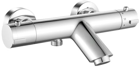 Badewannenarmatur mit Thermostat, Bevankly Aufputz Duscharmatur Thermostat | rund thermostat für die badewanne, mischbatterie für 2 verbraucher, messing, chrom, 38℃ sicherheitssperre