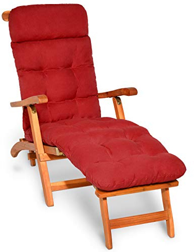 Beautissu Bequeme Liegenauflage Deckchair & Sonnenliegen 200x50cm Flair DC – 8cm Dicke Polsterung Gartenliege Auflage Sonnenliege Liegestuhl Polster mit Schaumflockenfüllung Gartenmöbel Rot