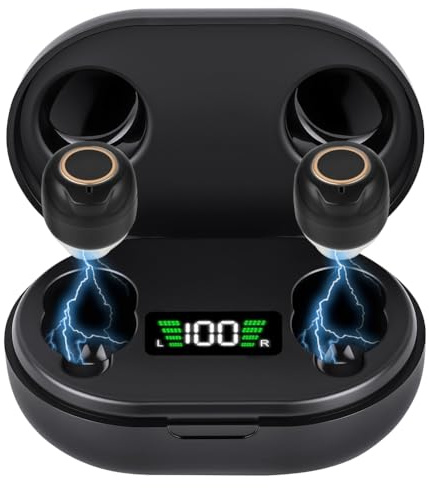 Aolso Hörgeräuschverstärker, Wiederaufladbares Gerät zur Geräuschunterdrückung, Aufbewahrungsbox, USB Ladestation, Lautstärkestufen, ergonomische Passform Kopfhörer Kabellos(Paar, Schwarz)