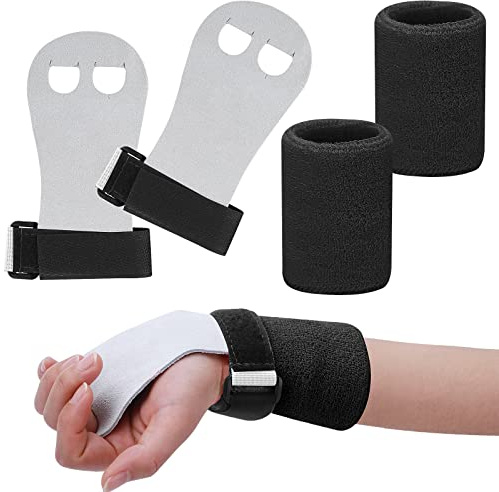 Abeillo Griffpads Kinder, Cross Training, Gymnastik, Pull Up Grips für Kinder, Hand Grips Leder Trainingshandschuhe und Handgelenk Bandagen Fitness Set für Mädchen Jugend