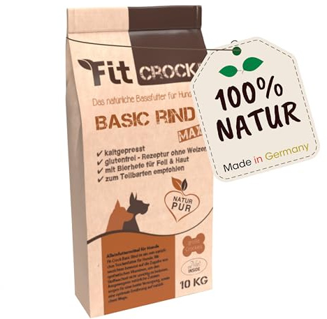 cdVet Fit-Crock Hundefutter trocken Basic Rind Maxi 10 kg, getreidefrei