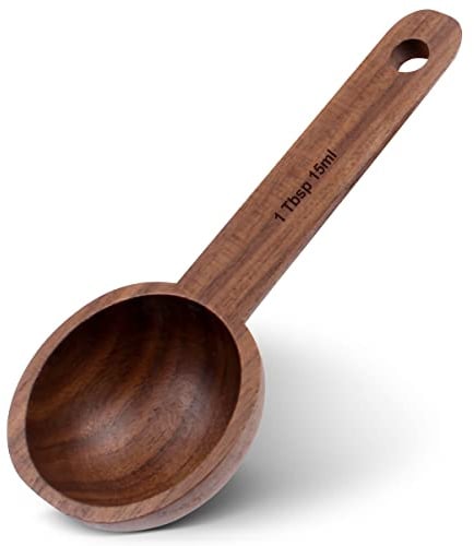 Kaffeelöffel aus Holz in Walnuss, zum Messen von Kaffeebohnen, gemahlenen Bohnen oder Tee, Küchenzubehör für zu Hause, Kaffeeportionierer für gemahlenen Kaffee (Schwarze Walnuss)1 TBsp,15ml