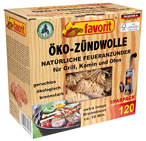 Favorit Feueranzünder (Holzwolle & Wachs), 120 Stück