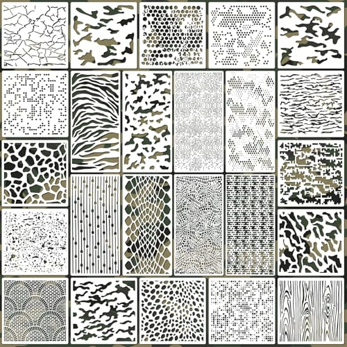 OOTSR 24 Stück Geometrische Schablonen Set zum Basteln,Verkleidung Malschablonen Wiederverwendbar Schablone Kunststoff für Holz Wand Deko