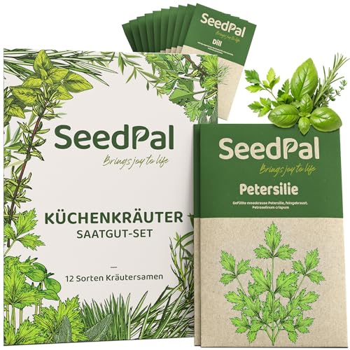 SeedPal Kräutersamen Set - 12 Beliebtesten Küchenkräuter - Kräuter der Provence, italienische Kräuter - Kräutergarten für Küche oder Balkon - Samen Saatgut - Gartenkräuter Sorten