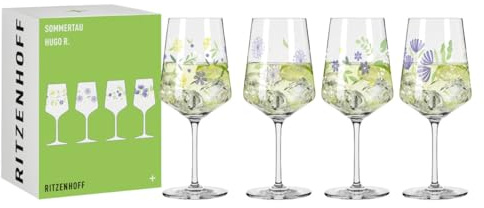 RITZENHOFF Aperitif-Glas 4er-Set - 500 ml - Made in Germany | Artikelnr. 6041007, Serie Sommertau, 4 Aperitif-Gläser 500 ml, Kristallglas, spülmaschinenfest
