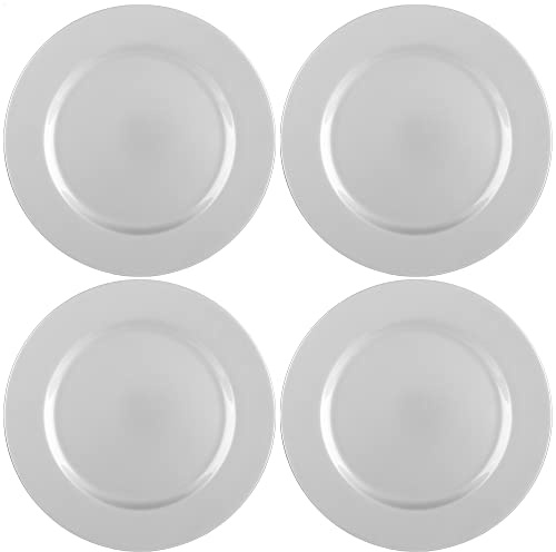 com-four® 4x glänzende Platzteller - wiederverwendbare einfarbige Unterteller als Tischdekoration - edle Dekoteller für Hochzeit, Familienfeier oder Weihnachten - Charger Ø 33 cm - Servierplatten
