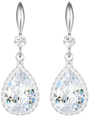 Linawe Silber Tropfen Ohrringe Hängend Damen, Modeschmuck Kristall Ohrhänger, Diamant Moissanite Ohrring